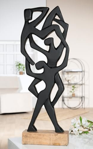 Casablanca Skulptur Acrobatics, Mangoholz, schwarz, H60cm B20cm T8cm - Deko, Kunst, Wohnaccessoire, Geschenk