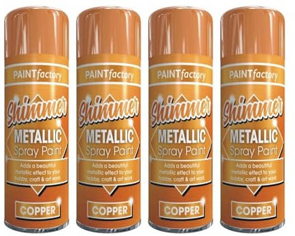 PNJB Metallic Copper Spray Paint, Warmth And Elegance a long-lasting Finish, Ideal For Metal, Wood, Plastic, Ceramic, Glass, Quick Drying, 200 ML, (4PCS)