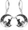 Schwarze Katze Ohrringe Silber 925 Damen Hängend Leverback Ohrringe Mond Katzen Tier Schmuck Geschenke für Frauen