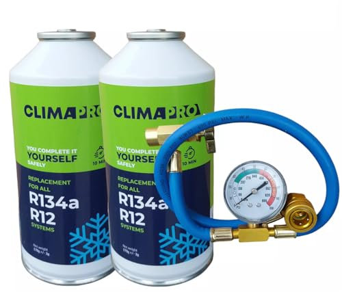 PAG Turbo GmbH® - CLIMAPRO Ersatz Kältemittel R134a für Auto Klimaanlage 800ml/340g Autoklimaanlage Wir vertreiben 3 Marken: Coolblast - ClimaPro oder Heniotech. Versand je nach Lagerbestand.