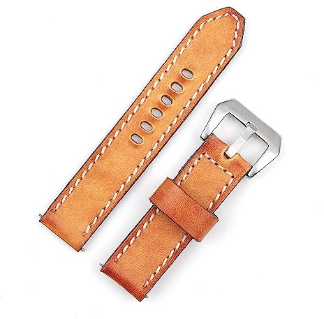 HASGTFM Retro Leder Watchstrap 18mm 20mm 22mm 24mm Männer Ersatz Watsch Armband Uhrenarmband Fit for Panerai(Tan,22mm)