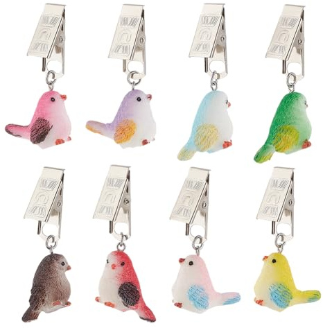 PH PandaHall 8 Styles Vogel Tischtuch Gewicht Clips Dining Table Decor Clips Anhänger Handwerk Tischtuch Klammern Tischtuch Gewicht mit Metall-Clips für Outdoor Weihnachten Picknick Party Hochzeit