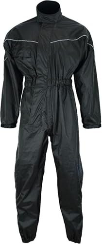 warrior gears Tuta antipioggia da moto monopezzo per uomo, tuta impermeabile da moto, antivento, tuta antipioggia per uomini e donne, adulti, tuta impermeabile tutto in uno, Nero , XXL