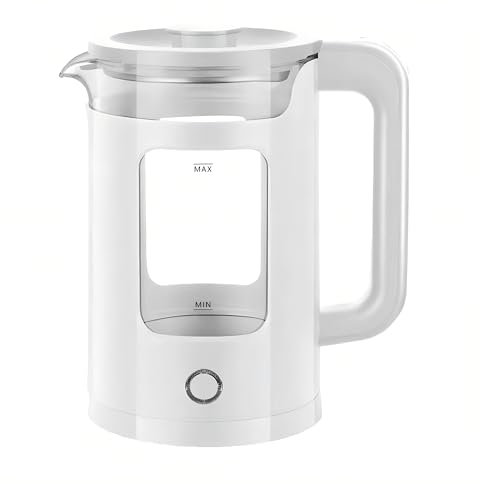 Gziztx Electric Kettle, 2L Fast Boil Quiet Kettle with Stainless Steel, Glass Kettle Easy to Clean, Blue LED, Auto Shut-Off, White