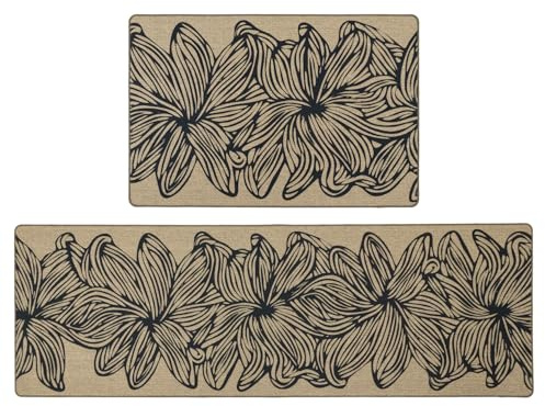 JVL Elegance Machine Washable Entrance Doormat and Runner Set - Flower