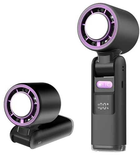 HUAJUN Ventilatore Portatile, 4000mAh Mini Ventilatore Turbo Ricaricabile USB con 1-100 Velocità, Display a LED, per Casa, Ufficio,Viaggi e All’aperto