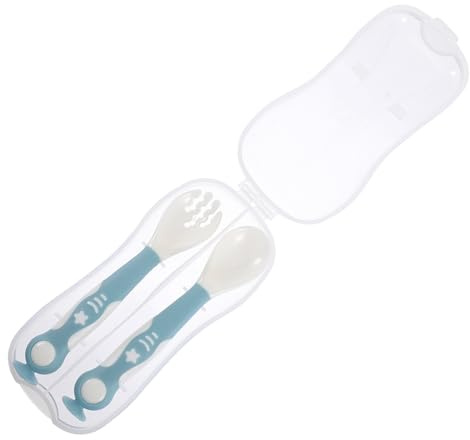Supvox Fütterungslöffel Tpe Flexibel und Tragbar für Junge Mädchen mit Weichen Köpfen für Sicheres Essenlernen für Beikost und Unterwegs