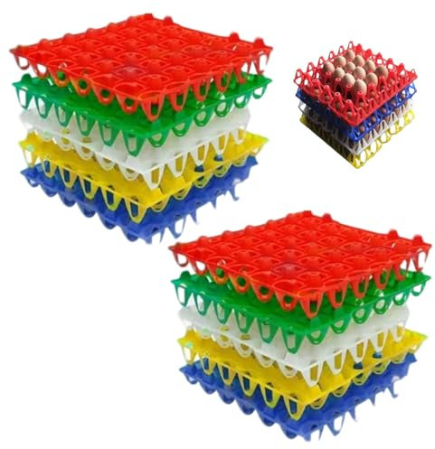 Hbbgdiy 10PCS 30-Cell Plastic Egg Tray Crate, Stackable Reusable Colored Egg Cartons for Fridge Storage, Sorting, Transport & Farm Use