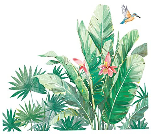 ibasenice Autocollants Muraux Végétaux Peint Tropical Autocollant Décoration Murale Plantes Et Oiseaux Stickers Muraux Nature Pour Salon Chambre