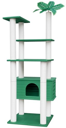 MAOHEGOU 66.5 Inches Tall Outdoor Weatherproof Cat Tower, Multi-Level Cat Tree, Large Cat Condo with PVC Board and Cat Scratching Posts, for Outside and Indoor Cat Houses