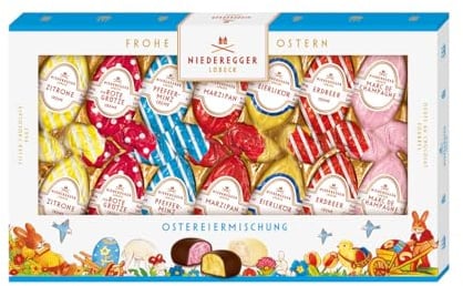 Niederegger | Ostereiermischung | 1x 175g | Ostereier mit verschiedenen Marzipan- & Pralinenfüllungen | Umhüllt von Zartbitter- & Weißer-Schokolade | Ostergeschenk