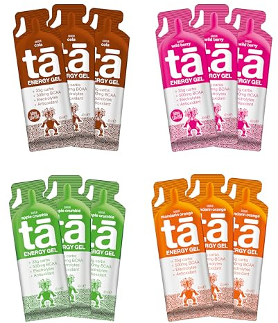 Gel Énergétique Running TA ENERGY Pack x12-4 Saveurs Glucides Caféine