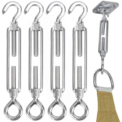 UIEXAY M6 Spannschloss Seilspanner Edelstahl 304 Drahtseil Spanner Spannschlösser Mit Haken Und Öse Verstellbare Drahtseilspanner Für Sonnensegel Rankhilfe, Gartendraht, Seilsystem Spanner 3Pcs