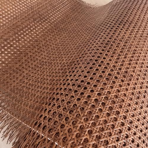 RIBLOR 45cm Breites, Rattan Geflecht Gurtband Rolle PE Kunststoff, Wiener Geflecht Meterware, Rattan Vorgewebtes Offenes Netz Gewebe für DIY Stuhl Möbel Schranktür Dunkelbraun(40x100cm)