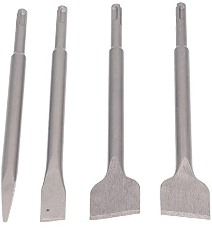 Asixxsix Jeu de Burins 4 Pièces, Jeu de Forets à Béton de Maçonnerie, Pointe en Acier et Ciseaux à Béton Plats pour Marteau de Démolition électrique, pour Mur de Briques en Béton de