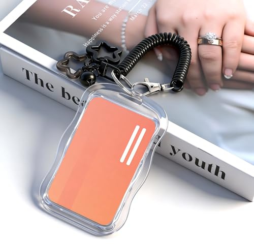 TMZELOA photocard holder aus weichem Silikon – kpop photocard holder mit Slider-Design und Schlüsselanhänger – kartenhalter transparent für stray kids photocards enhypen photocards Ausweis Fahrkarten