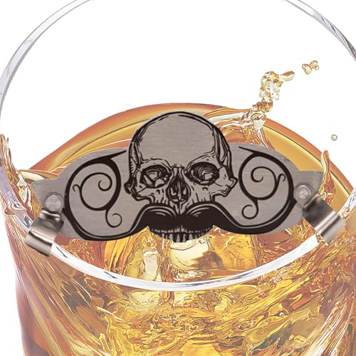 Stainless Steel Mustache 7.5 x 3 cm Skull Design Protector for Moustache Drinking Coffee Cups