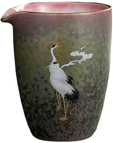 Lnwwrv Ofenveränderte Retro-Japanische Keramik Gong Dao Bei - Chinesische Kranichmuster Porzellan Kung-Fu-Gerechtigkeitstasse, Tee-Service Cha Hai Krug (ohne Tasse)
