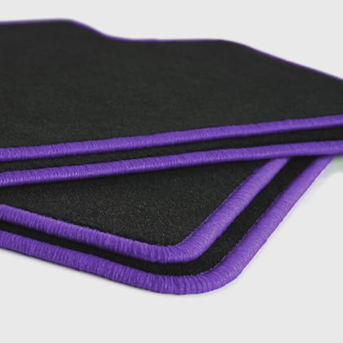 Auto Fußmatten Schwarz Nadelfilz Rand violett passend für VW Golf Golf 3 III 1996-1997 – 4-teiliges Set | Made in Germany