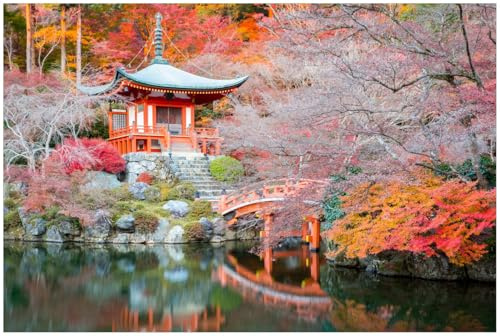 Wallario Küchenrückwand selbstklebend 90 x 60 cm, Motiv: Japanischer Herbstzauber | Spritzschutz abwischbar & pflegeleicht