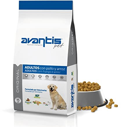 Avantis Pet Original Futtermittel für Erwachsene Hunde mittlerer und großer Rassen, 15 kg, 100% vollständiges und ausgewogenes Futter - sehr ernährungsphysiologisch mit Huhn und Reis