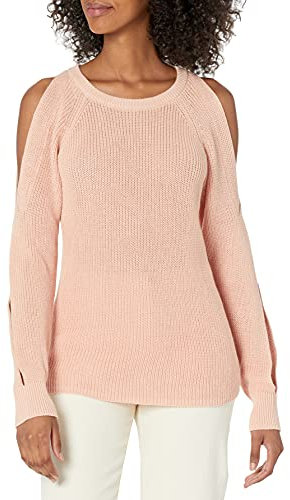 Cable Stitch Damen Twisted Cold Shoulder Sweater Rose X-Large