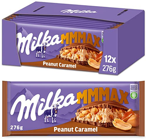 Milka Peanut Caramel 12 x 276g Großtafel, Schokoladentafel mit Erdnuss Karamell