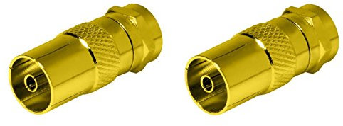 Sat-Fox - Set di 2 adattatori per antenna satellitare, da spina F a presa IEC