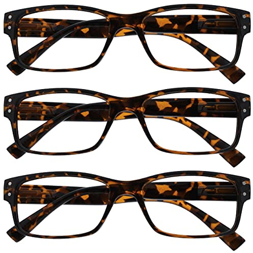 OPULIZE The Reading Glasses Company 3 Pack Mens Brown Tortoiseshell Large Designer Style Readers Spring Hinges RRR11-2 +2.50