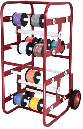 AdirPro Transportable Multiple Axle Cable Caddy - Multi-Spool Wire Rack Dispenser - Easy Use Cable Holder & Distribution Workplace Efficiency