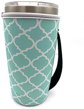 KOSTOO Reusable Neoprene Iced Coffee Cup Cover Holder - Insulated Sleeves Idea for 20oz Tumbler Cup, Trenta Starbucks, Large Dunkin Donuts (Lantern Green)