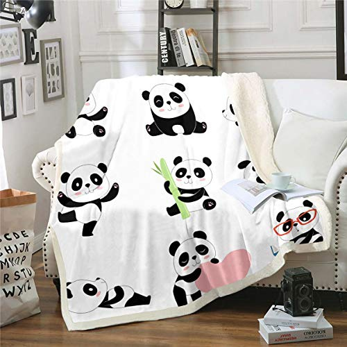 Coperta in Pile per Bambini con Motivo a Panda e Animali, per Divano e Letto, con Stampa a Forma di Orso