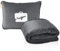 EverSnug Reisedecke und -Kissen - hochwertige, weiche 2-in-1-Flugzeugdecke mit weichem Kopfkissenbezug, Handgepäckgurt, und Rucksackclip (Grau)