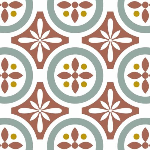 DRAEGER PARIS 1886– Piastrelle adesive da parete – ideale per cucina e bagno – Set di 6 piastrelle adesive motivo floreale rosso 15 x 15 cm