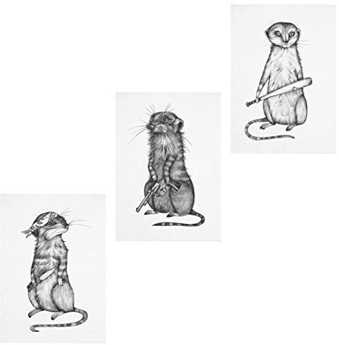 Ligarti Postkarten Set | 3 nachhaltige Grußkarten | Geburtstagskarte | Bambus Papier (Gefährliche Tiere)