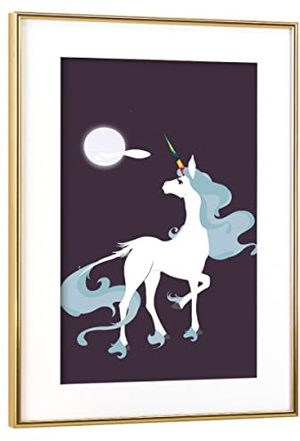 artboxONE Poster mit Rahmen Gold 75x50 cm This is The Last Unicorn von scalariccardodesign - gerahmtes Poster