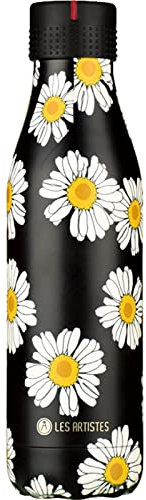 LES ARTISTES Paris A-8164 Bottle'Up, Thermos 500 ml, Gourde isotherme sans BPA, Réutilisable, Garde au chaud 12h et au froid 24h, Acier Inoxydable, Design Daisy
