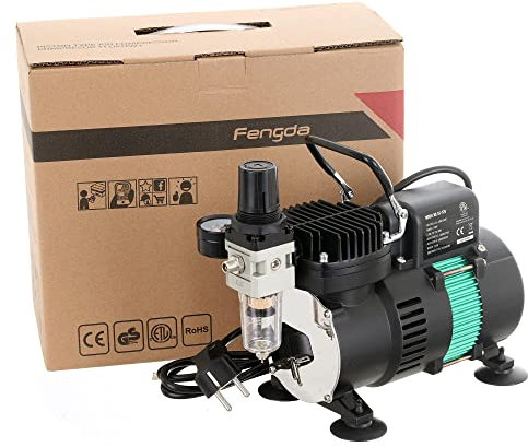 Airbrush compressor with double fan Fengda air regulator filter