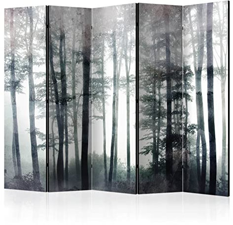 murando - Paravent Raumteiler Innen Wald BŠume 225x172 cm 5-teilig Einseitig Raumtrenner Trennwand Holz Room Divider Sichtschutz Spanische Wand Raum Abtrennung Betonoptik wie gemalt b-C-0986-z-c