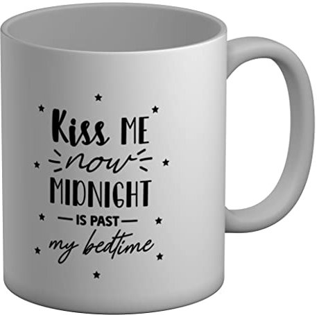 Shopagift Kiss Me Now Midnight is Past My Bedtime White 11oz Large Mug Cup
