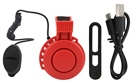 VGEBY Elektrische Fahrradhupe, wasserdichte Wiederaufladbare USB-Fahrradklingel für Mountainbike, Rennrad(rot) Fahrrad Ersatzteile