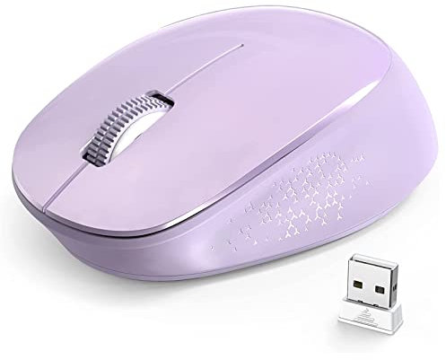 YXLILI Wireless Mouse for Laptop Ergonomic Computer Cordless Mice Portable Silent Optical Mouse with USB Receiver, 1600DPI for Laptop Windows Chromebook Mac Notebook Desktop (Purple)