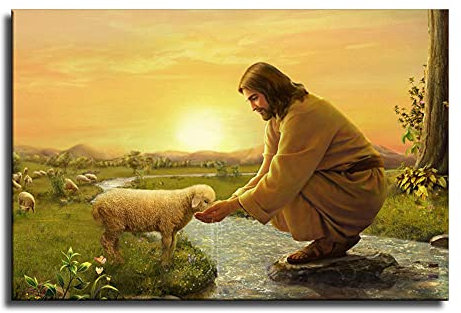 Der gute Schäferhund Jesus Christus Poster, Leinwand, Kunstdruck, Jesus mit Lamm, Poster, Zuhause, Raumdekoration, -701 (30,5 x 45,7 cm, ohne Rahmen)