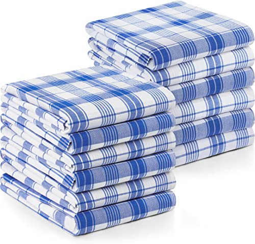 Utopia Towels - Paño de Cocina 200 gsm [12 Piezas - 38 x 64 cm] 100% Algodón, Paños de Cocina Reutilizables, Super Absorbentes y Lavables a Máquina (Azul Blanco)