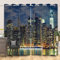 SDOTPMT 107x160cm New York Horizont Fenstervorhang Berühmt Gebäude Urban Stadt Wolkenkratzer Fenstervorhänge Metropole Nacht Landschaft Vorhänge für Wohnzimmer Verdunkelung Vorhänge, 2 Stücke