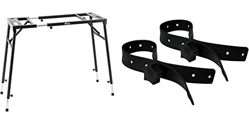 TIGER KYS21-BK Adjustable Platform Stand - Flat Top for Keyboards & Mixers - Black, Heavy Duty Securing Straps