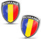 Biomar Labs® 2 x Aufkleber 3D Gel Silikon Abzeichen Stickers Auto Motorrad Fahrrad Fenster Tür PC Handy Tablet Laptop Rumänien Romania Rumänische Flagge Flag Fahne F 165
