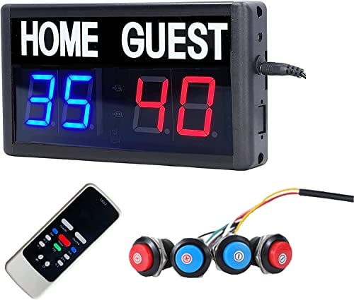 BTBSIGN Digitale elektronische Anzeigetafel Tragbare LED Anzeigetafeln mit Fernbedienung Indoor Spiele Sport Halten Punkte 1-99 Maisloch Basketball Tischtennis Volleyball Vier Tasten