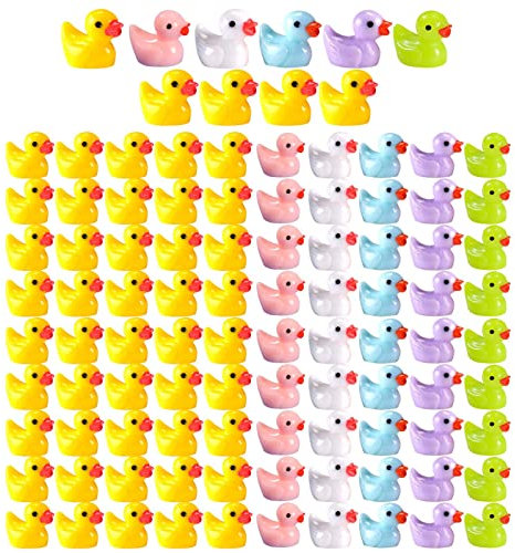 Peosevi Enten Harz - 100 Stück Kleine Figuren Enten, Ducks Harz Tiny Enten Skulptur Für Weihnachts Accessoires, Mikro Feengarten, Landschaftsaquarium, Puppenhaus Dekoration