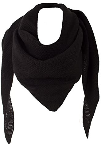 FASHION YOU WANT Damen XXL Strick Dreieck Schal mit Reiskorn Strickmuster in Unifarben, Schal, Leichtes Tuch (schwarz)